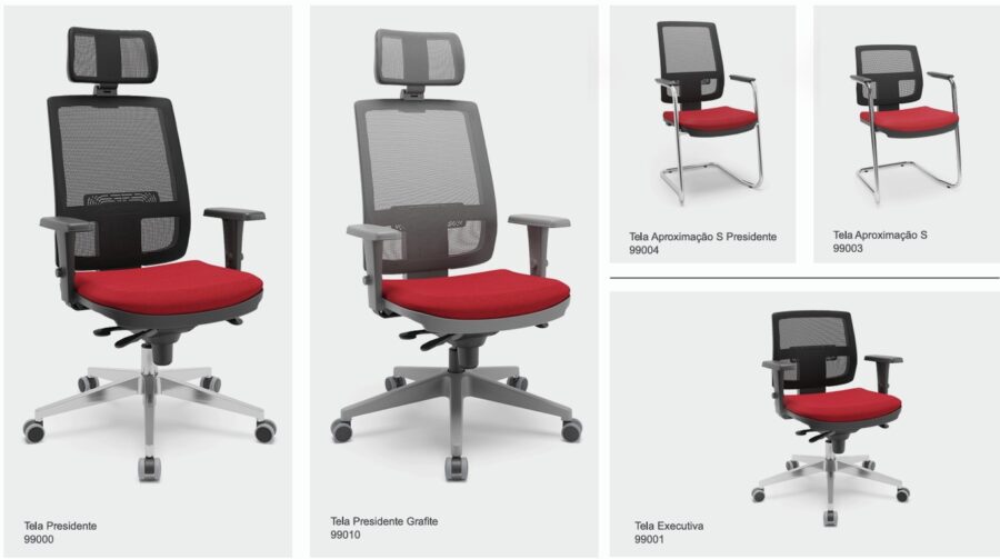 Cadeira diretor tela ergonomica - modelos e versões