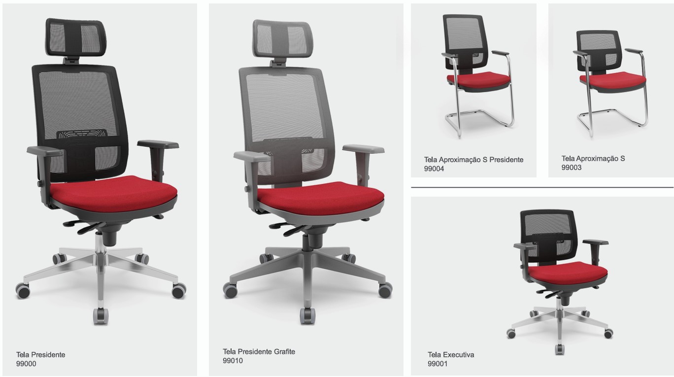 Cadeira diretor tela ergonomica - modelos e versões