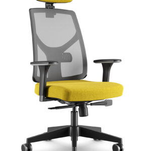Cadeira Yon 47301 AC Syncron – com apoio de cabeça – braços MC – base nylon – assento amarelo