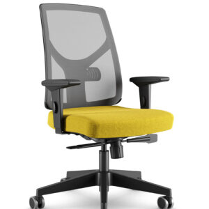 Cadeira Yon 47301 Syncron – tela Velo grafite – braços SL – base nylon preta – assento amarelo