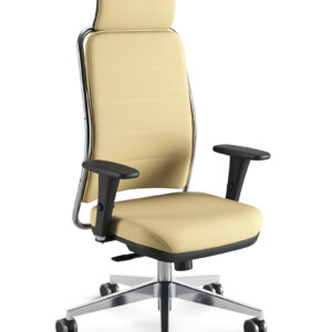 Cadeira Presidente NewNet Soft 16501 AC Syncron – braços 3D – base alumínio – bege