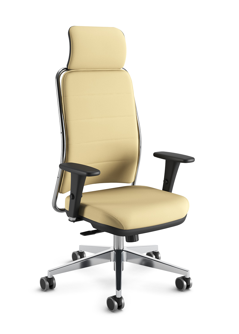 Cadeira Presidente NewNet Soft 16501 AC Syncron – braços 3D – base alumínio – bege