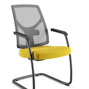 Cadeira Yon 47306 SI aproximação – tela Velo grafite – braços integrados – assento amarelo