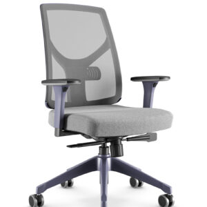 Cadeira Yon 47301 Syncron – tela Velo grafite – braços MC – base UP – detalhe azul Profundo