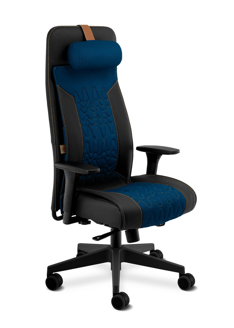 Cadeira Way Gamer 19900 AC – azul e couro ecológico – braços 4D – base nylon
