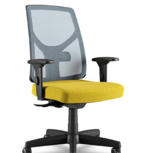 Cadeira Yon 47101 SRY – tela New Net cinza – braços SL – base aço com capa – assento amarelo